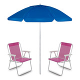 Kit Verão: Guarda-sol 2,00 +cadeira Praia Piscina 2 Unidades