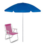 Kit Verão Guarda-sol 2,00 + Cadeira Praia Piscina Alumínio