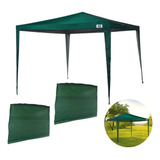 Kit Verde Praia Tenda Gazebo 3x3 M Oxford Verde + 2 Paredes