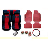 Kit Vermelho Capas Bancos Pedaleira Tapetes