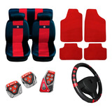 Kit Vermelho Capas Bancos Pedaleira Tapetes