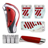 Kit Vermelho Pedaleira Cambio Manopla Freio M Fusca