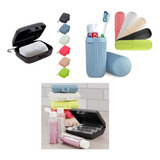 Kit Viagem Completo C/ 6 Peças Estojo Saboneteira Shampoo