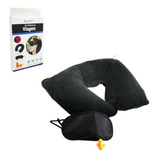Kit Viagem Travesseiro Inflável Máscara Protetor