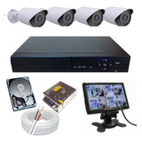Kit Vigilancia 4 Cameras Hd + Monitor + Dvr 4 Ch Acesso P2p