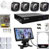 Kit Vigilância Completo 4 Câmera Infra Com Dvr 4ch + Monitor