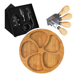 Kit Vinho 4 Peças + 4 Facas P Queijo + Petisqueira Presente