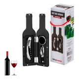 Kit Vinho 4 Peças Abridor Saca Rolha Tampa Anel Garrafa