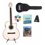 Kit Violão Branco Nylon Capa Correia Capotraste Acessórios