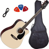 Kit Violão Eletroacústico Giannini Gdc-1 Ceq Satin Natural