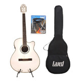 Kit Violão Land Eletrico Nylon Branco Capa Capotraste
