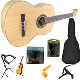 Kit Violão Nylon Capa Suporte Afinador Cordas Capotraste Enc