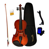 Kit Violino 4 4 Arco Breu Case Espaleira Afinador