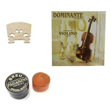 Kit Violino Encordoamento Dominante+ Breu Paganini +cavalete