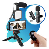 Kit Vlogging Smartphone Tripé Flexível Microfone Lapela Tipo