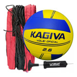 Kit Vôlei: 1 Bola 2.6 + Rede C/ Cabo Seda P/ Esticar + Bomba