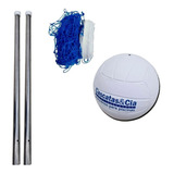 Kit Vôlei Biribol Piscina Rede 3m Inox 316 S/ Chumbador