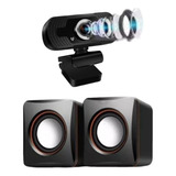 Kit Webcam Full Hd Auto Foco C/microfone+ Caixa De Som Pc