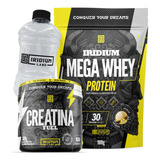 Kit Whey Protein Mega + Creatina Fuel 300g + Galão 950ml Sabor Baunilha