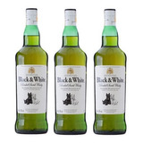 Kit Whisky Black & White Blended Scotch 1000ml 3 Unidades