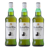 Kit Whisky Black & White Blended Scotch 1000ml 3 Unidades