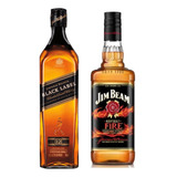 Kit Whisky Johnnie Walker Black Label + Jim Beam Fire 1l Cd