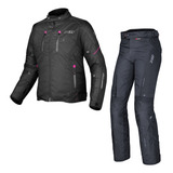 Kit X11 Feminino Jaqueta Iron3 Preta Calça Versa Preta Moto
