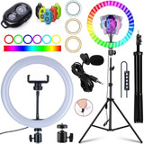 Kit Youtuber Ring Light 26cm Rgb Tripé 2m Iluminação Tiktok