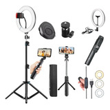 Kit Youtuber Ring Light Led Iluminador Tripé 2.1m Microfon