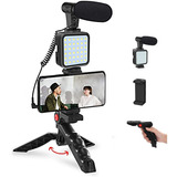 Kit Youtuber Vlog Live Tripé Celular Led Luz Com Controle