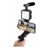 Kit Youtuber Vlog Video Tripé Suporte Celular Led Microfone