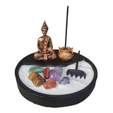 Kit Zen Redondo Com Buda Hindu Mini E Incensario Caldeirao