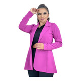 Kit2 Blazer Feminino Max Acinturado Sobretudo Longo Neoprene