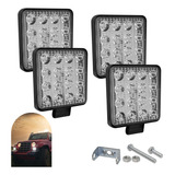 Kit4 Farol Milha 16 Leds 48w 12v/24v Quadrado Off Road 6000k