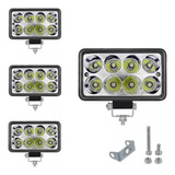 Kit4x Farol De Milha 24w 8 Leds 12v 24v Carro Jeep Caminhão