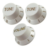 Knob P/ Guitarra Strato Kbst Volume / Tone Branco C/ 3 Pçs