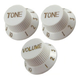 Knob P/ Guitarra Strato Volume / Tone Branco C/ 3 Pçs 592