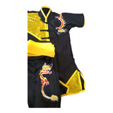 Kung Fu Roupa Infantil: Blusão Bordado + Calça + Faixa