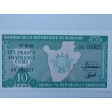L-957 Cédula De 10 Francos, F E, 1991 - Dix Francs Burundi