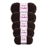 Lã Mollet 100g Crochê / Tricô - Círculo - 5 Novelos Cor 0608 - Chocolate