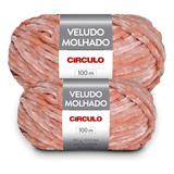 Lã Veludo Molhado Círculo 100g - Kit 2 Unidades Cor 3113 - Nectarina