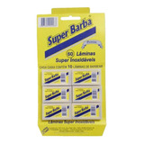 Lamina Barbear Super Barba Premium Amarela 10 Cartelas C/60 