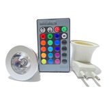 Lampada Led Colorida Com Controle Remoto E Adaptador Tomada