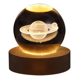 Lâmpada Saturno 3d Luz Noturna Cristal