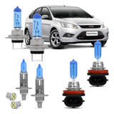 Lampada Super Branca Ford Focus 2006 2007 2008 2009 2010 2011 2012 2013 2014 2015 Farol Alto Baixo E Milha