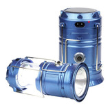 Lampio Lanterna Solar Led Luminaria Recarregavel Bivolt 110 220v Usb Acampamento Camping Barraca Carrega Celular Cor Azul