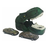 Lançador De Carrinho Dinossauro T Rex 2 Carros Brinquedo Bbr