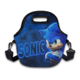 Lancheira Bolsa Infantil Com Alça Sonic Em Neopreme Cor Azul Nome Do Desenho Sonic