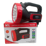 Lanterna 18 Leds Recarregável Farolete Potente Caça E Pesca Cor Da Lanterna Preto/vermelho Cor Da Luz Branco