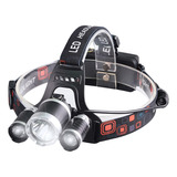 Lanterna Cabeça 3 Led Capacete Recarregável Profissional